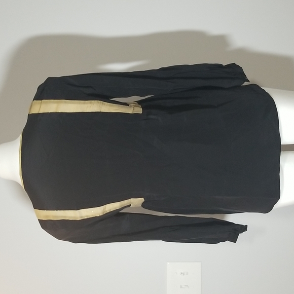 Amanda Uprichard Black and Gold Peplum long sleeve blouse - Picture 3 of 6